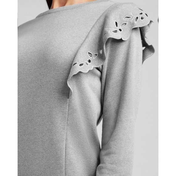 Express Eyelet Ruffle Sweatshirt Dress XS - Picture 2 of 7